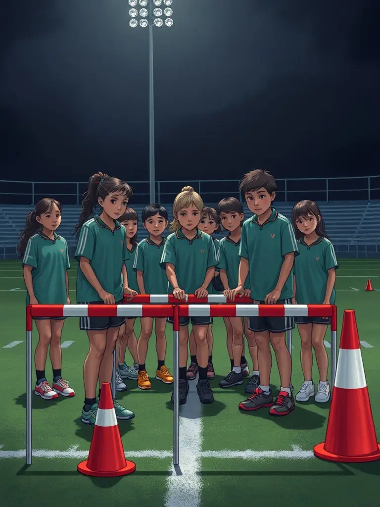 A diverse group of students working together to set up equipment for a sports event, highlighting the inclusive and collaborative environment of the association.